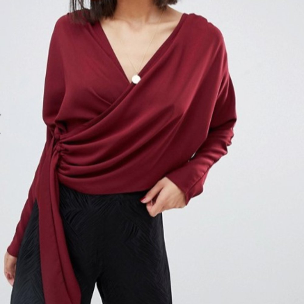 ASOS DESIGN drape wrap long sleeve top